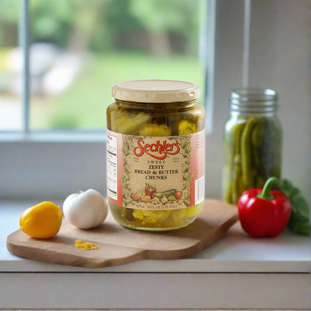 24oz Zesty Bread & Butter - 6-Pack – Sechlers Pickles 24oz Zesty Bread & Butter - 6-Pack – Sechlers Pickles