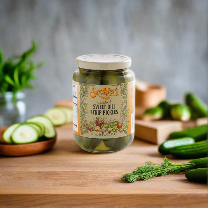16oz Candied Sweet Dill Strips Sechlers Pickles